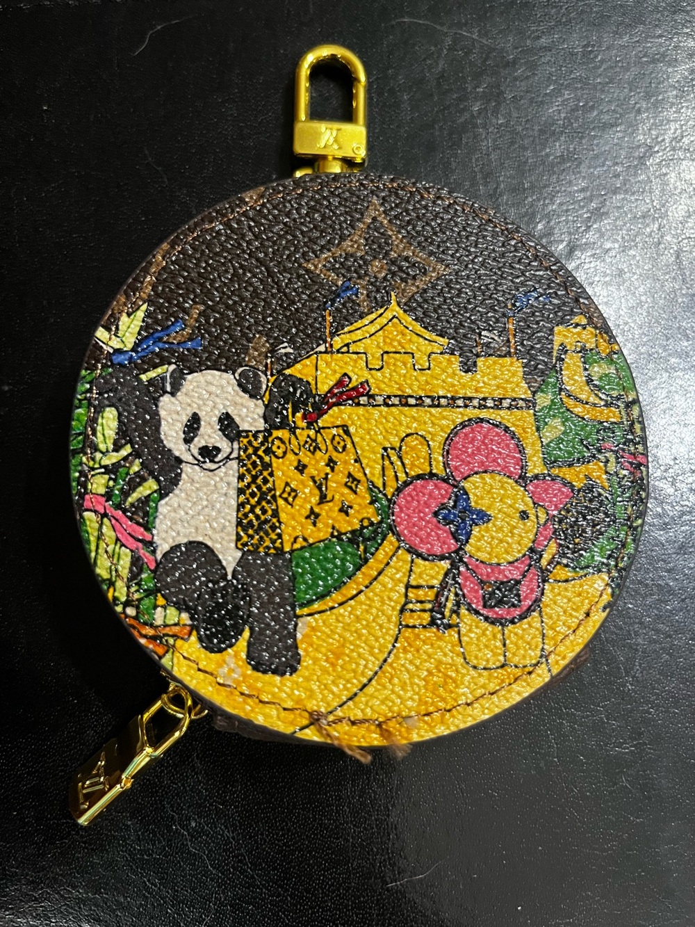 Louis. Vuitton. Panda 2021 L.E. Holiday Great Wall of China Round Zipper Pouch